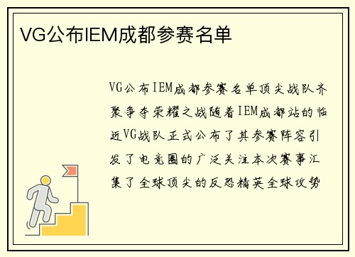 VG公布IEM成都参赛名单