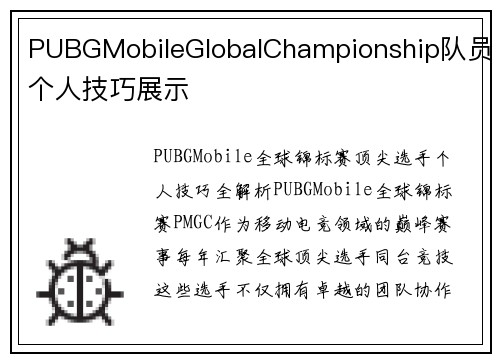 PUBGMobileGlobalChampionship队员个人技巧展示